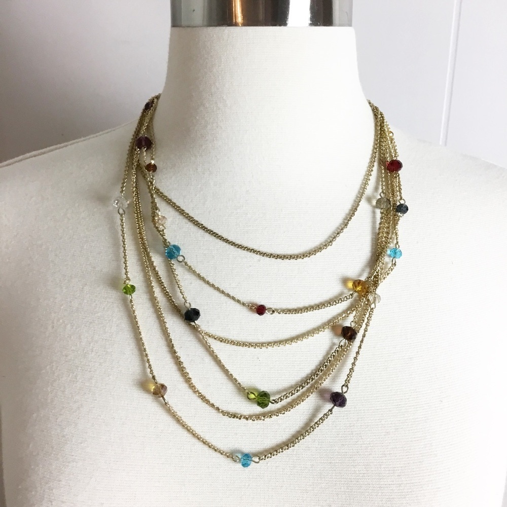 Charter Club Layered Multicolor Stone Necklace Adjustable